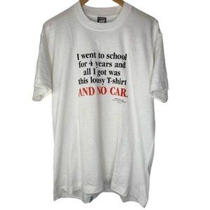 Vintage 80’s screen stars graphic t-shirt funny graduation joke white XL USA